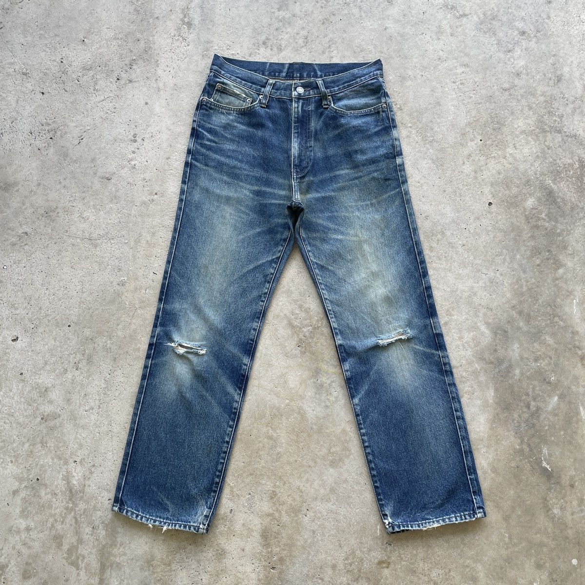 W30💥 Vintage Japanese Faded Distressed Jeans Denim Pants