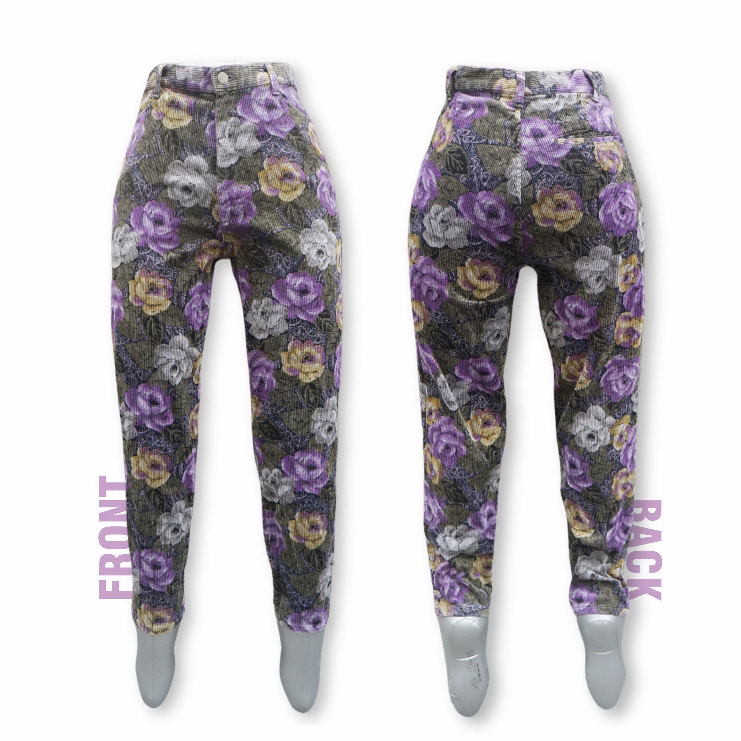 Japanese Brand JUSTY RAYRA Full Printed Floral Corduroy Size 26" / US 2 / IT 38 - 3 Thumbnail