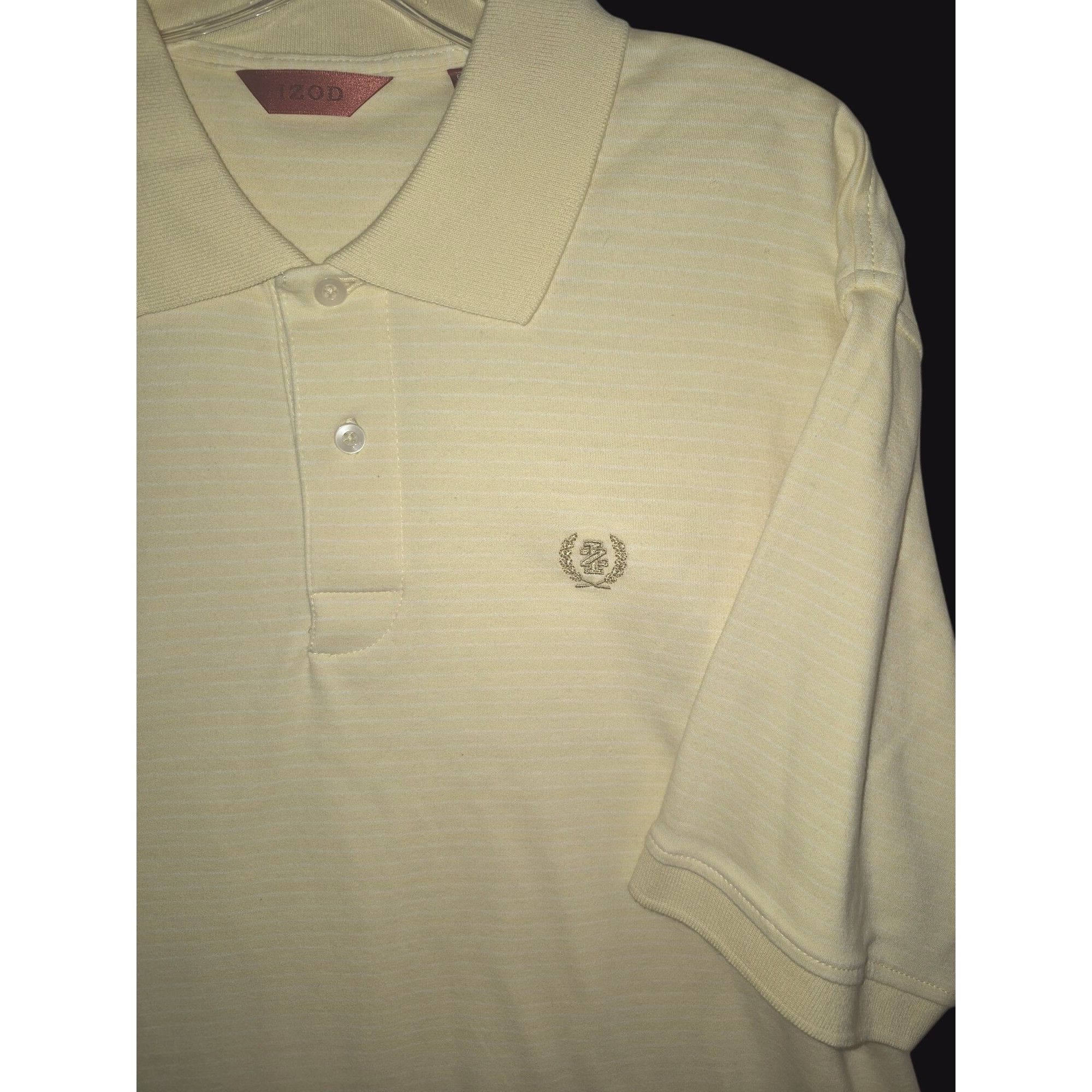 Izod Izod Mens Yellow Striped Polo Shirt Embroidered Logo Large Size US L / EU 52-54 / 3 - 2 Thumbnail