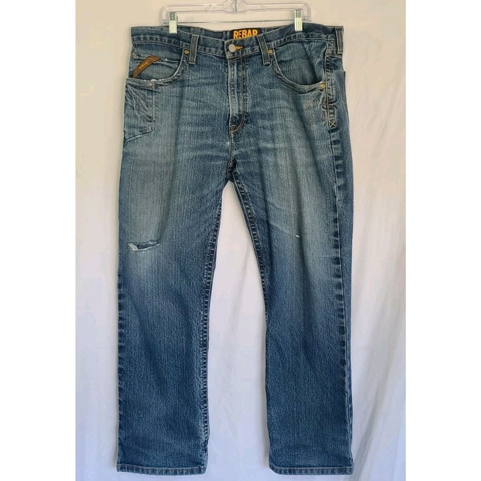 Ariat Ariat Men's Rebar Low Rise Boot M4 Distressed Denim Jeans 38 Size US 28 / EU 44 - 1 Thumbnail