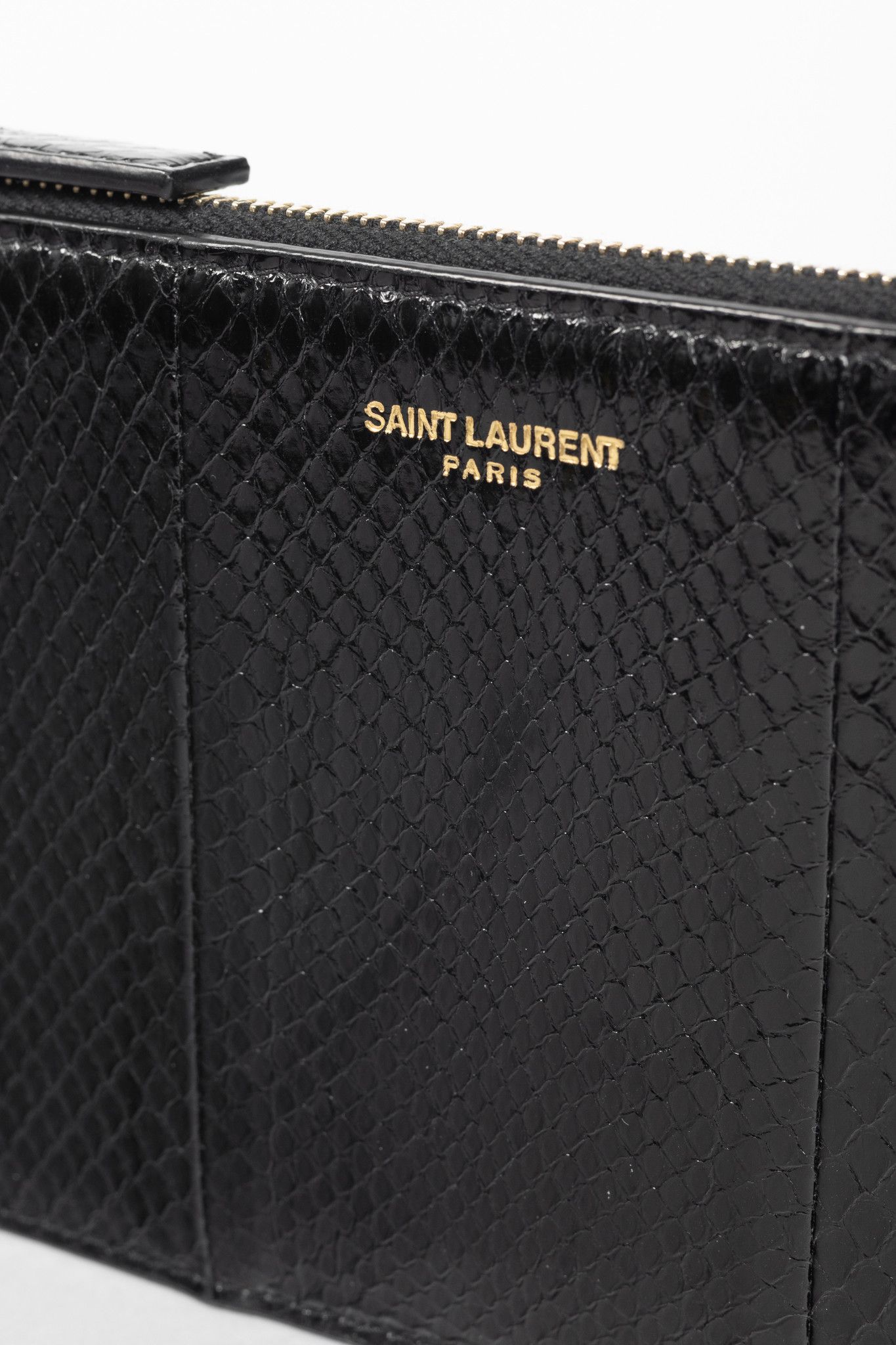 Saint Laurent Paris Saint Laurent Black Snakeskin Flat Wallet Size ONE SIZE - 6 Thumbnail