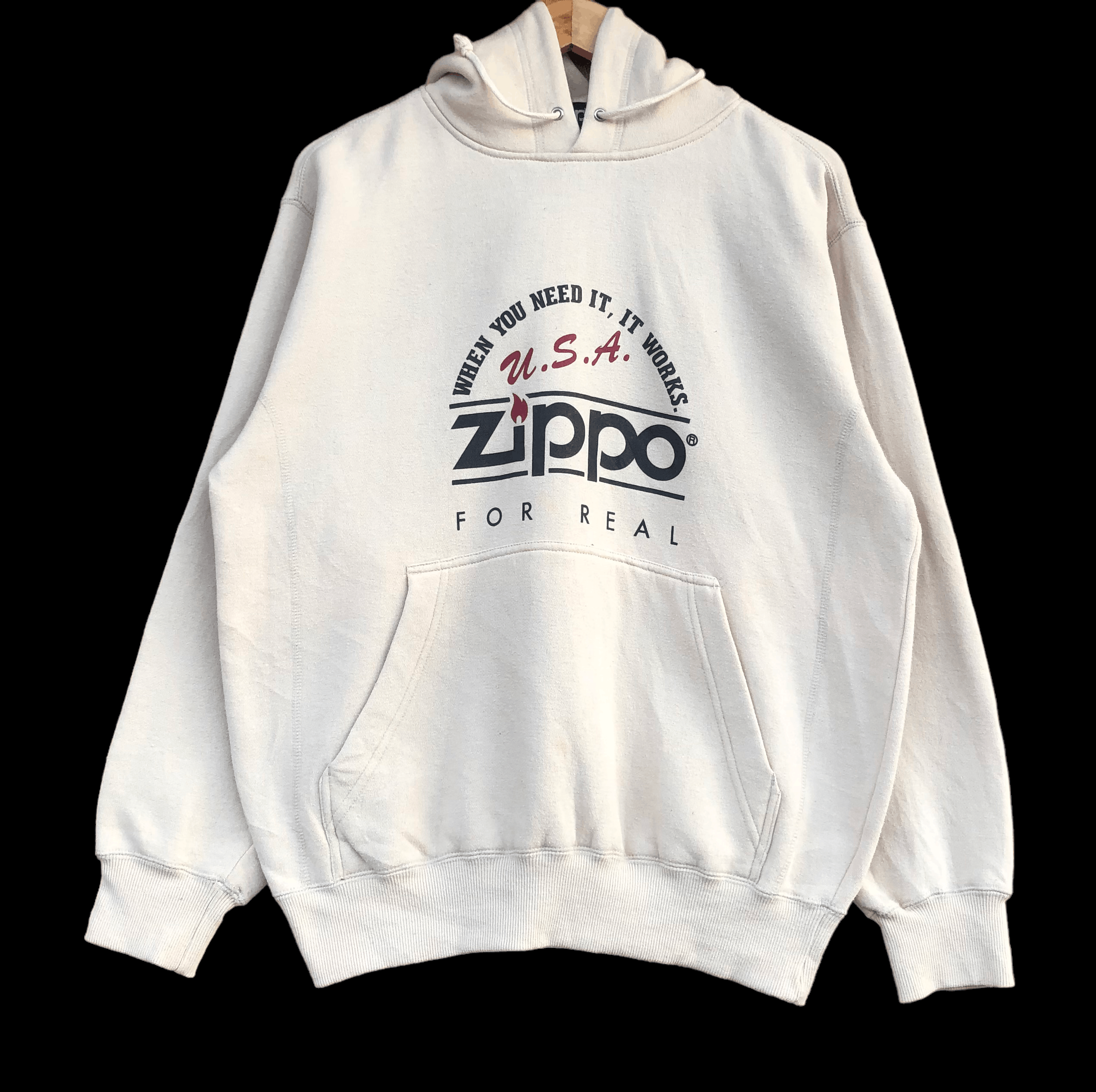 image of Zippo Usa Hoodies in Cream, Men's (Size Medium)