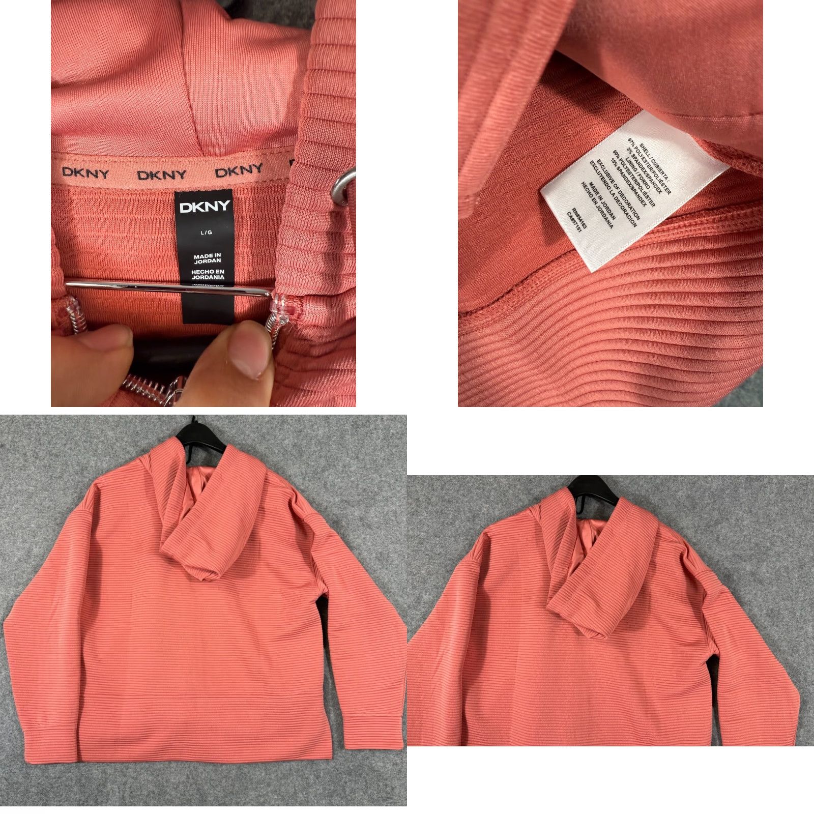 DKNY DKNY Ottoman Full-Zip Hoodie Womens L Faded Rose Ribbed Stretch Pockets NWT Size L / US 10 / IT 46 - 8 Thumbnail