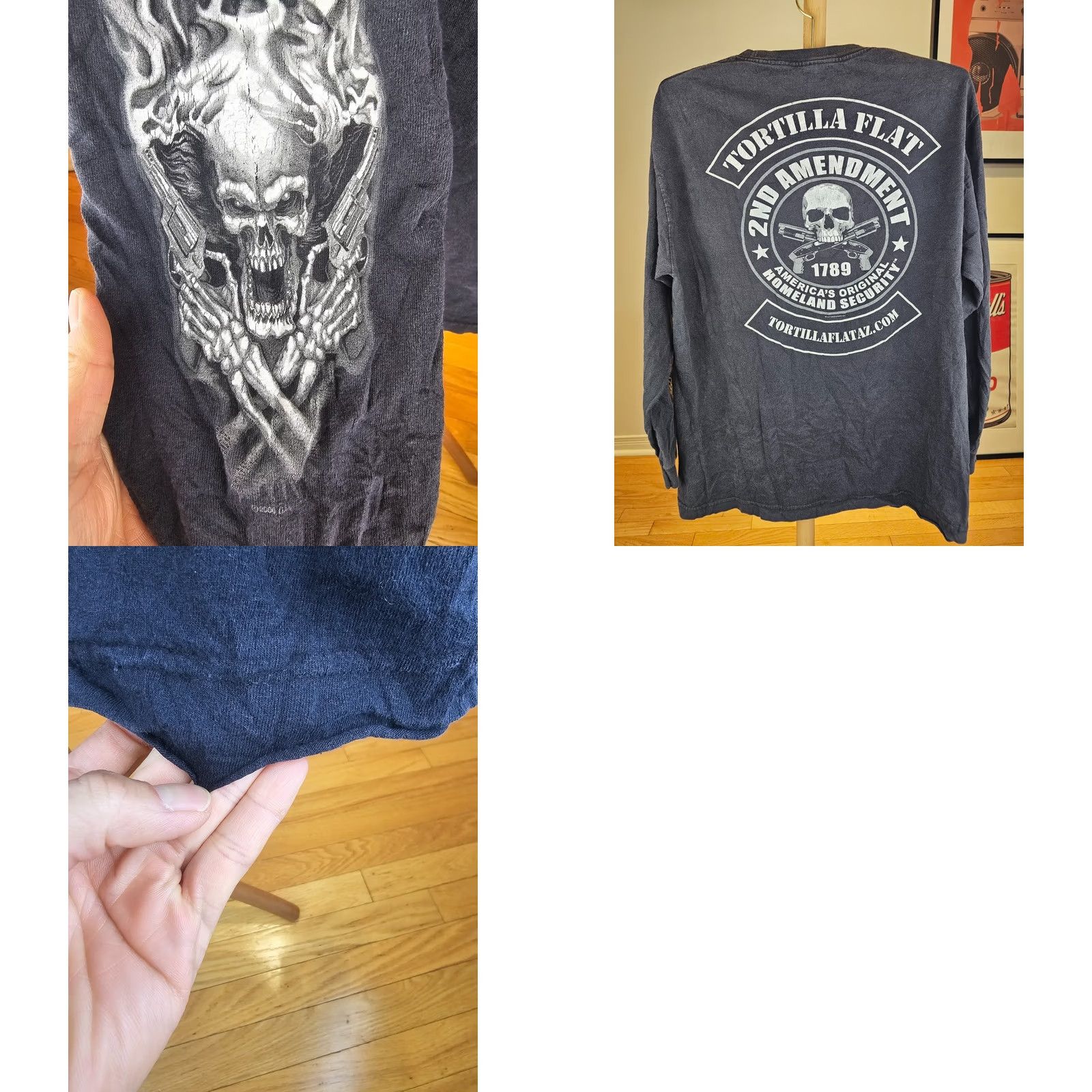 Vintage VINTAGE TORTILLA FLAT 2ND AMENDMENT HOMELAND SECURITY SKULL LONG SLEEVE T-SHIRT Size US L / EU 52-54 / 3 - 8 Thumbnail