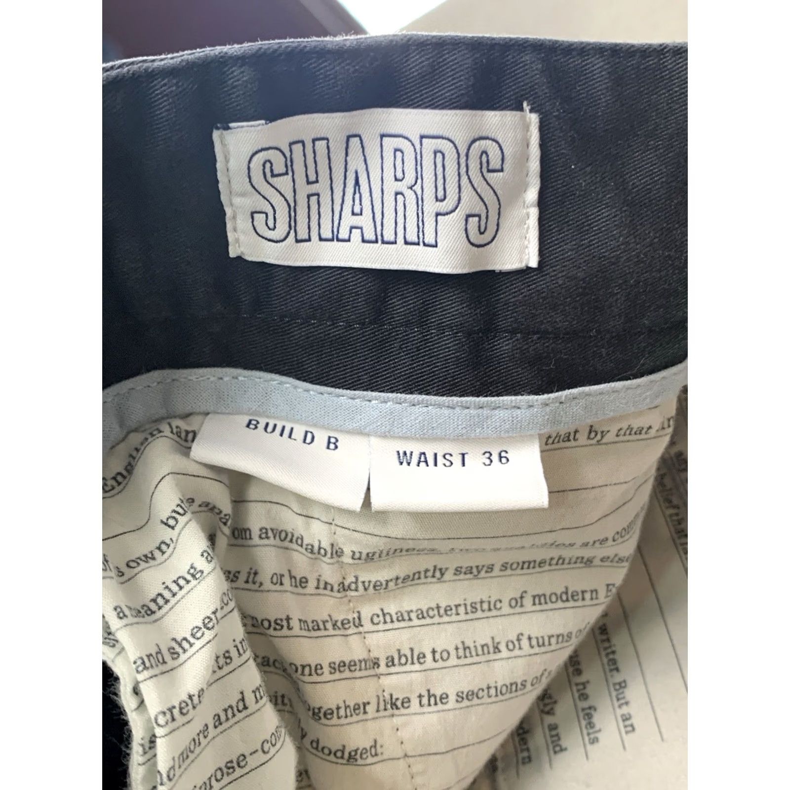 Vintage Spoke SHARPS Trousers Mens W36 L30 Black Cotton Twill Slim Regular Chino. Size US 36 / EU 52 - 5 Thumbnail