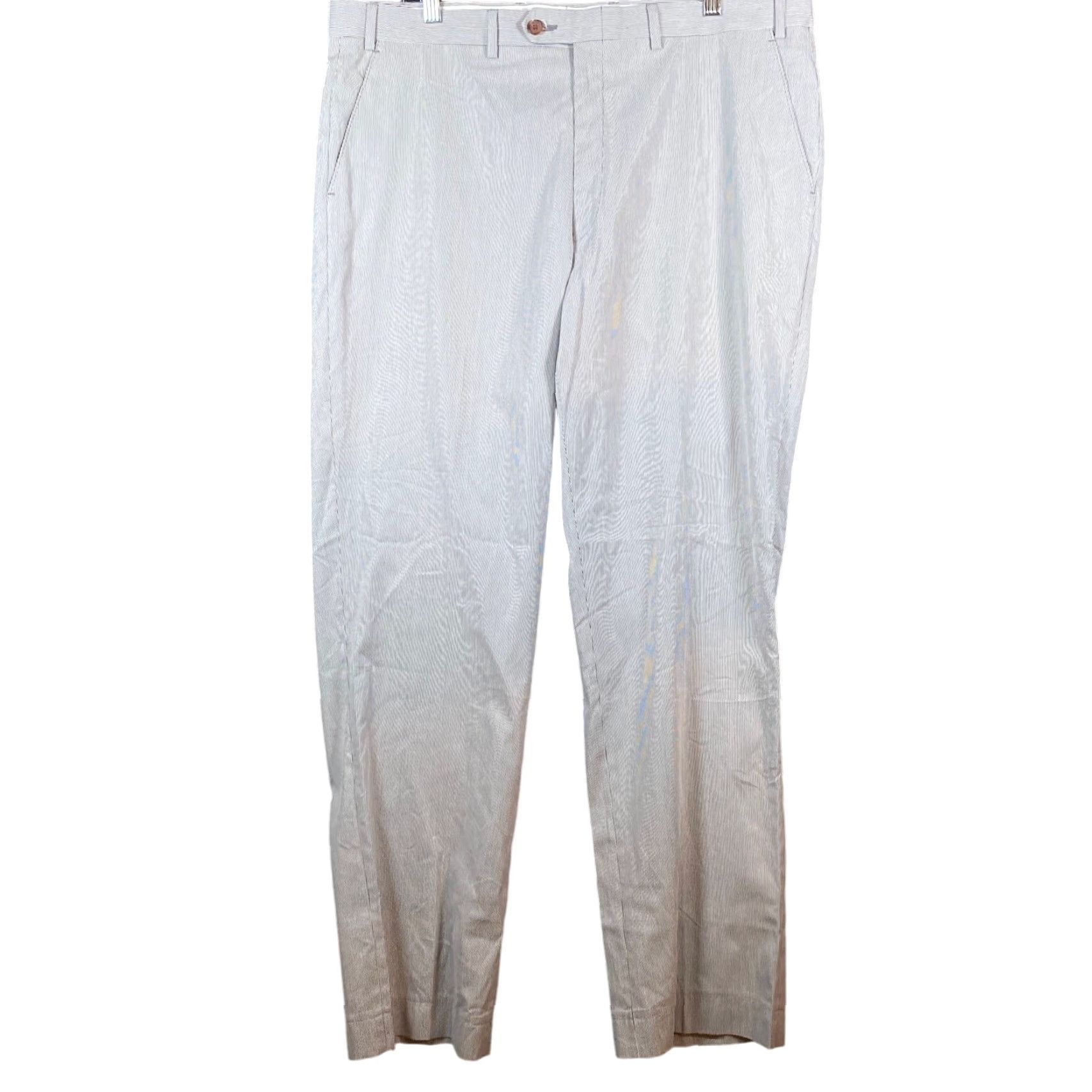 Ralph Lauren Ralph Lauren Mens Pants Gray White Striped Trim Fit Straight Nylon Stretch 38x34 Pants Size US 38 / EU 54 - 2 Thumbnail