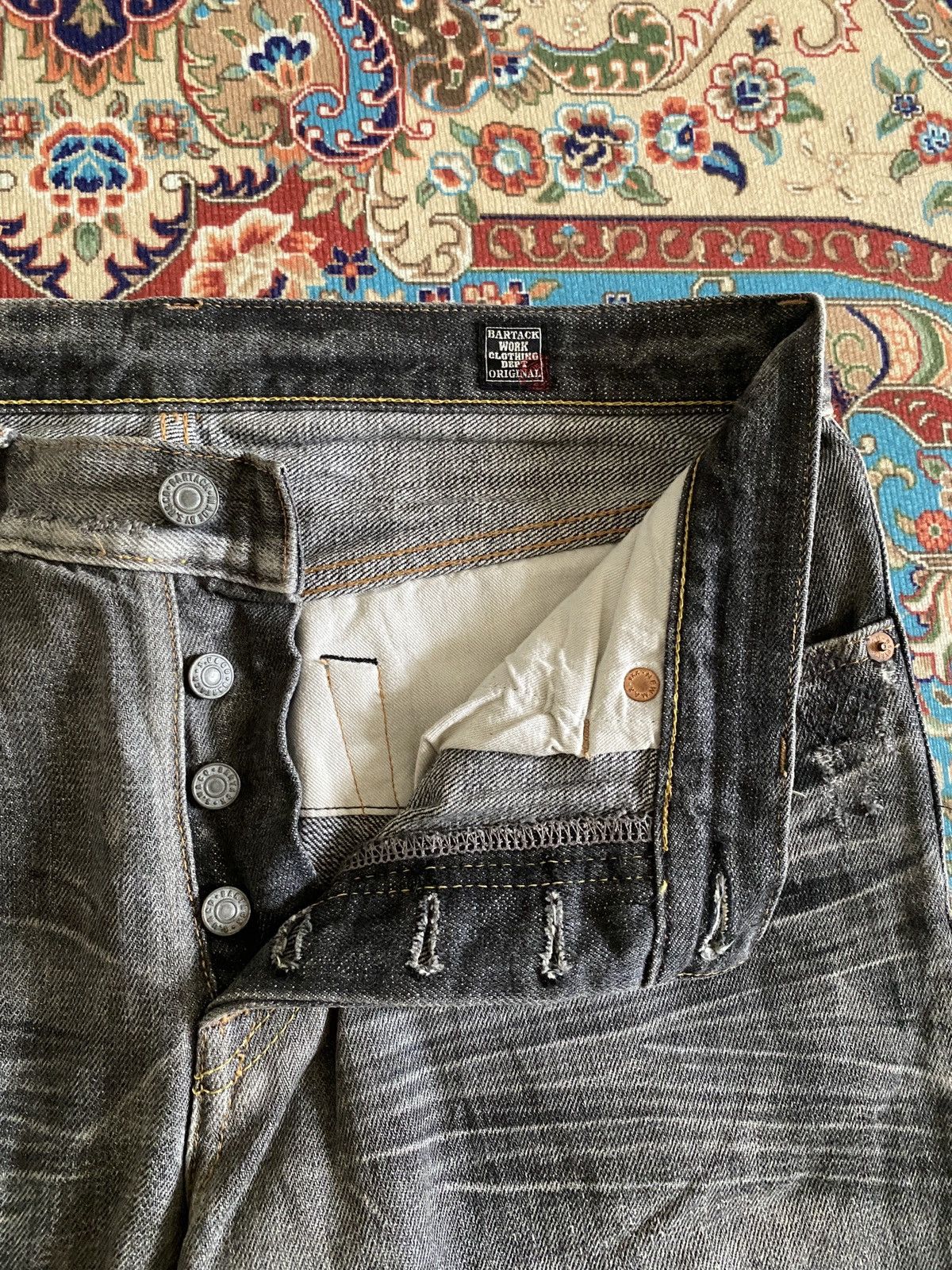 Japanese Brand Japanese Brand Bartack Distressed Denim Size US 31 - 14 Thumbnail