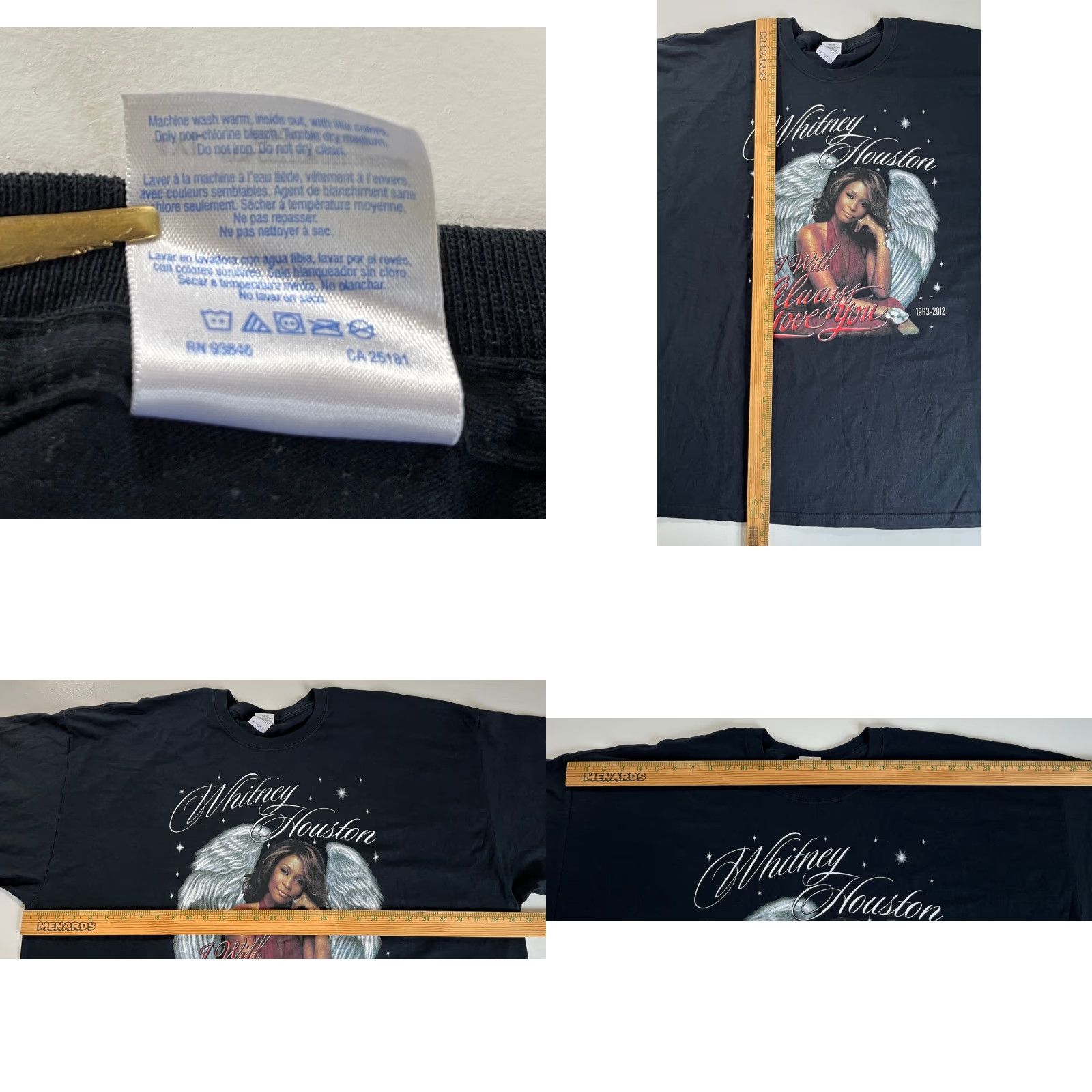 Gildan Whitney Houston Memorial 1963-2012 T-Shirt 'I Will Always Love You' Sz 4XL Shirt Men Black 90s Music Gildan Ultra Cotton Size US XXL / EU 58 / 5 - 8 Thumbnail