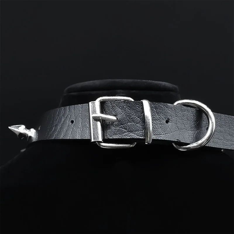 Jewelry Punk Crescent Moon Pendant Pu Leather Necklace Size ONE SIZE - 4 Thumbnail