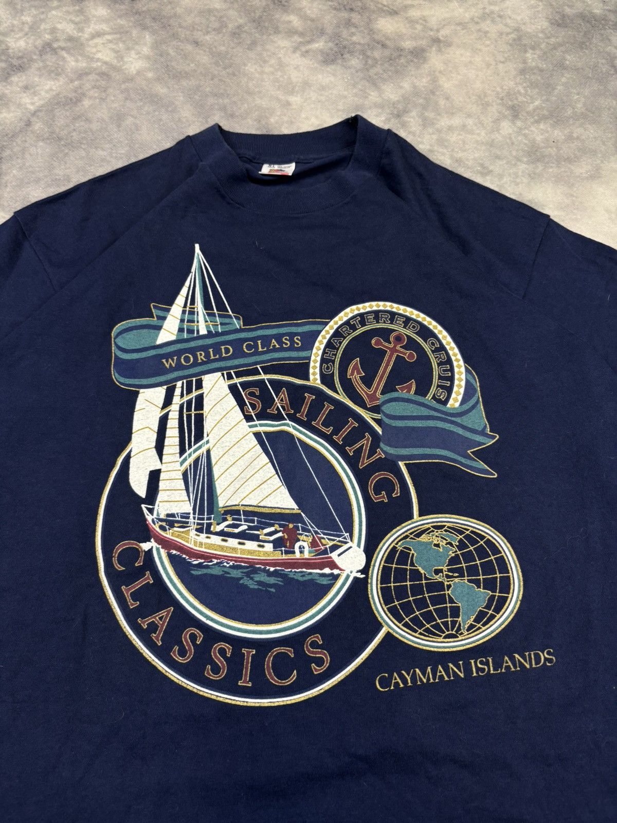 Vintage Sailing classics Cayman Islands t shirt boat old money 90s Size US XL / EU 56 / 4 - 2 Thumbnail