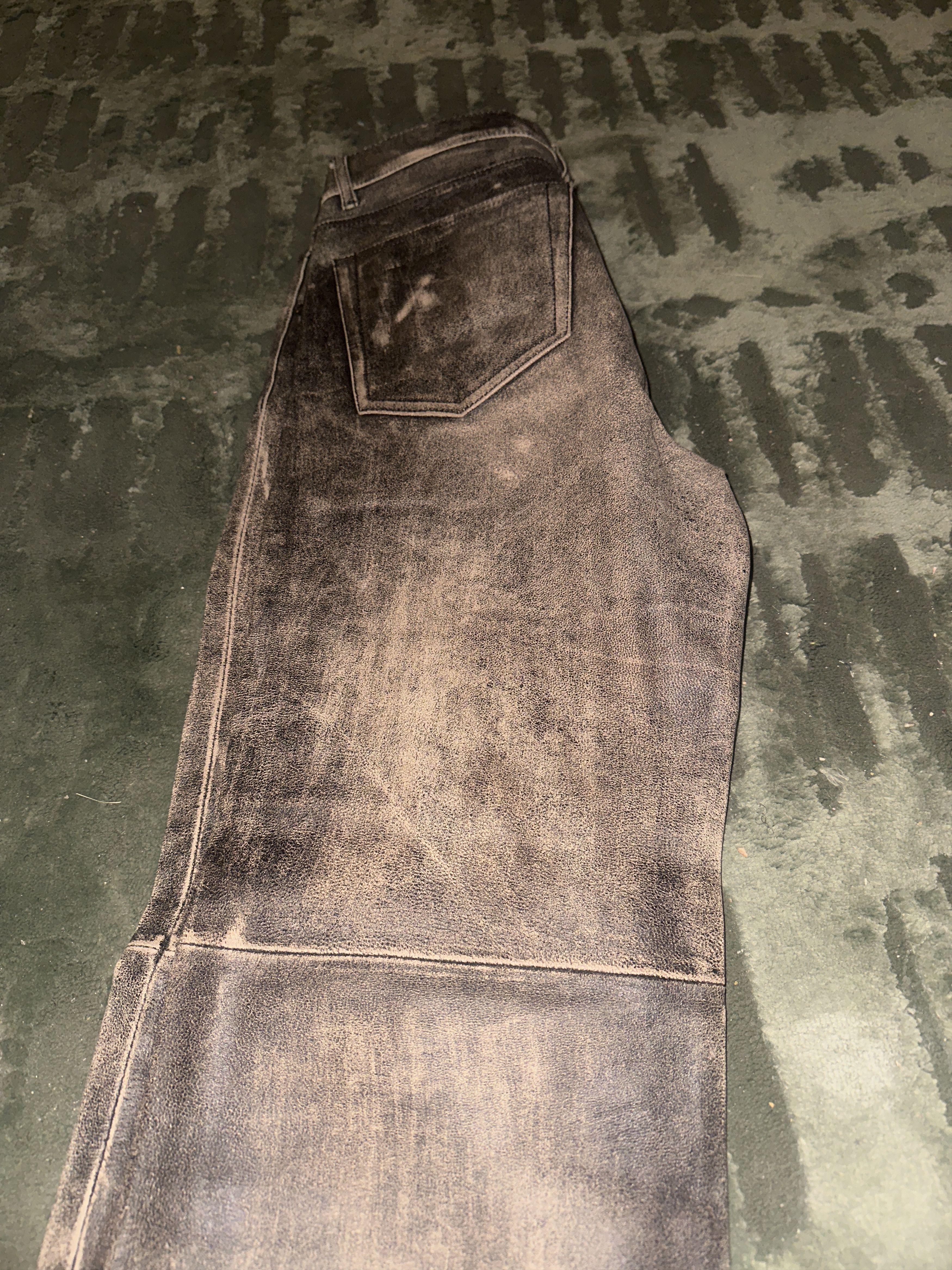 291295=Homme 291295 = Homme Faded Leather Jeans Size US 30 / EU 46 - 3 Thumbnail