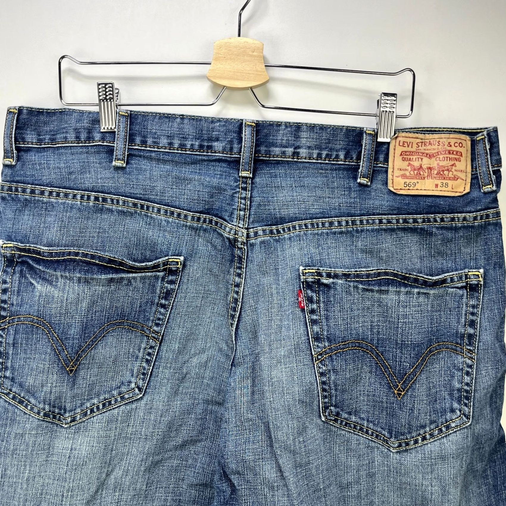 Levi's Levi's 569 Loose Straight Denim Jean Shorts Blue W38 Mens 90s Hip Hop Size US 38 / EU 54 - 4 Thumbnail