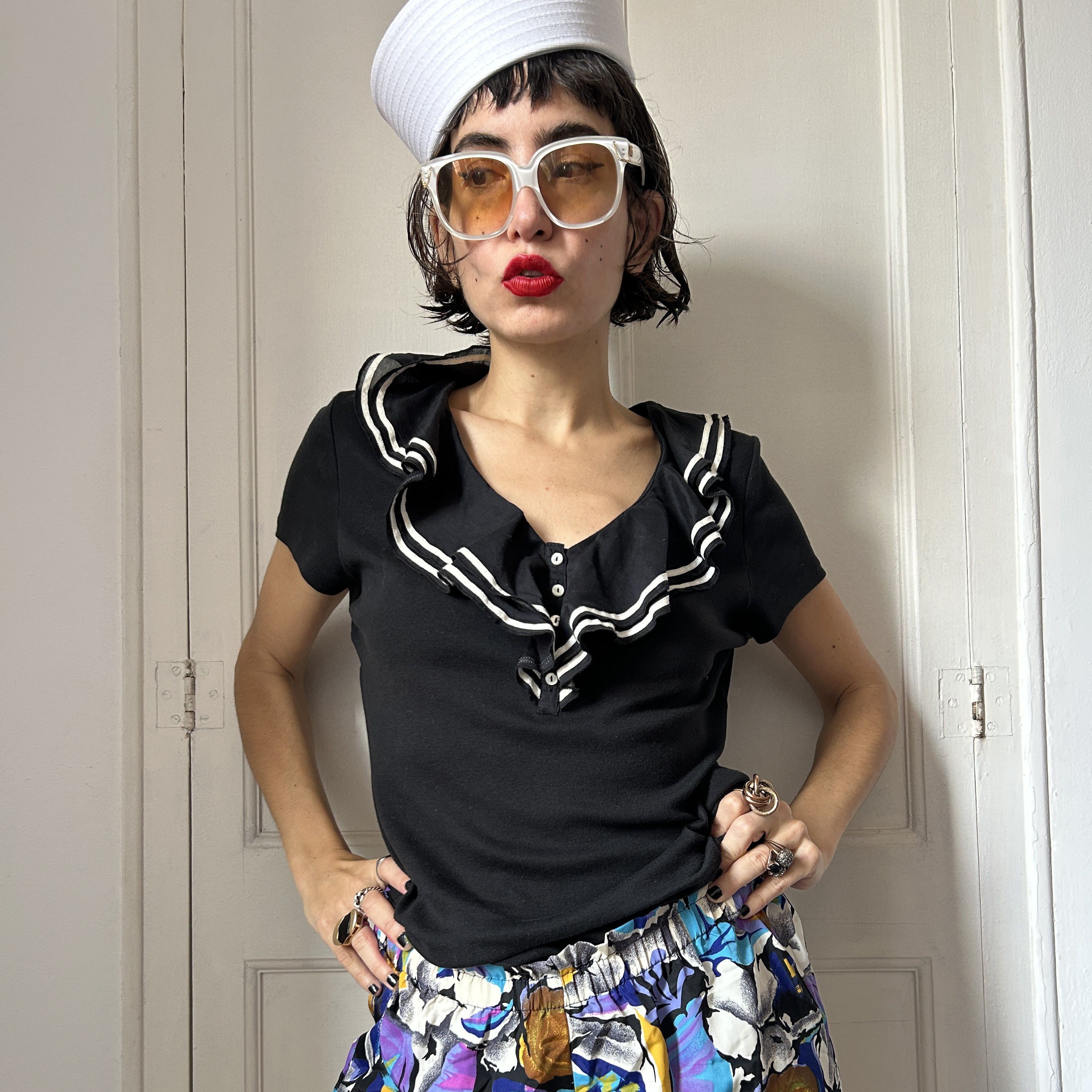 Ralph Lauren Ralph Lauren Black Cotton Ruffle Sailor Style T-Shirt Size M / US 6-8 / IT 42-44 - 4 Thumbnail