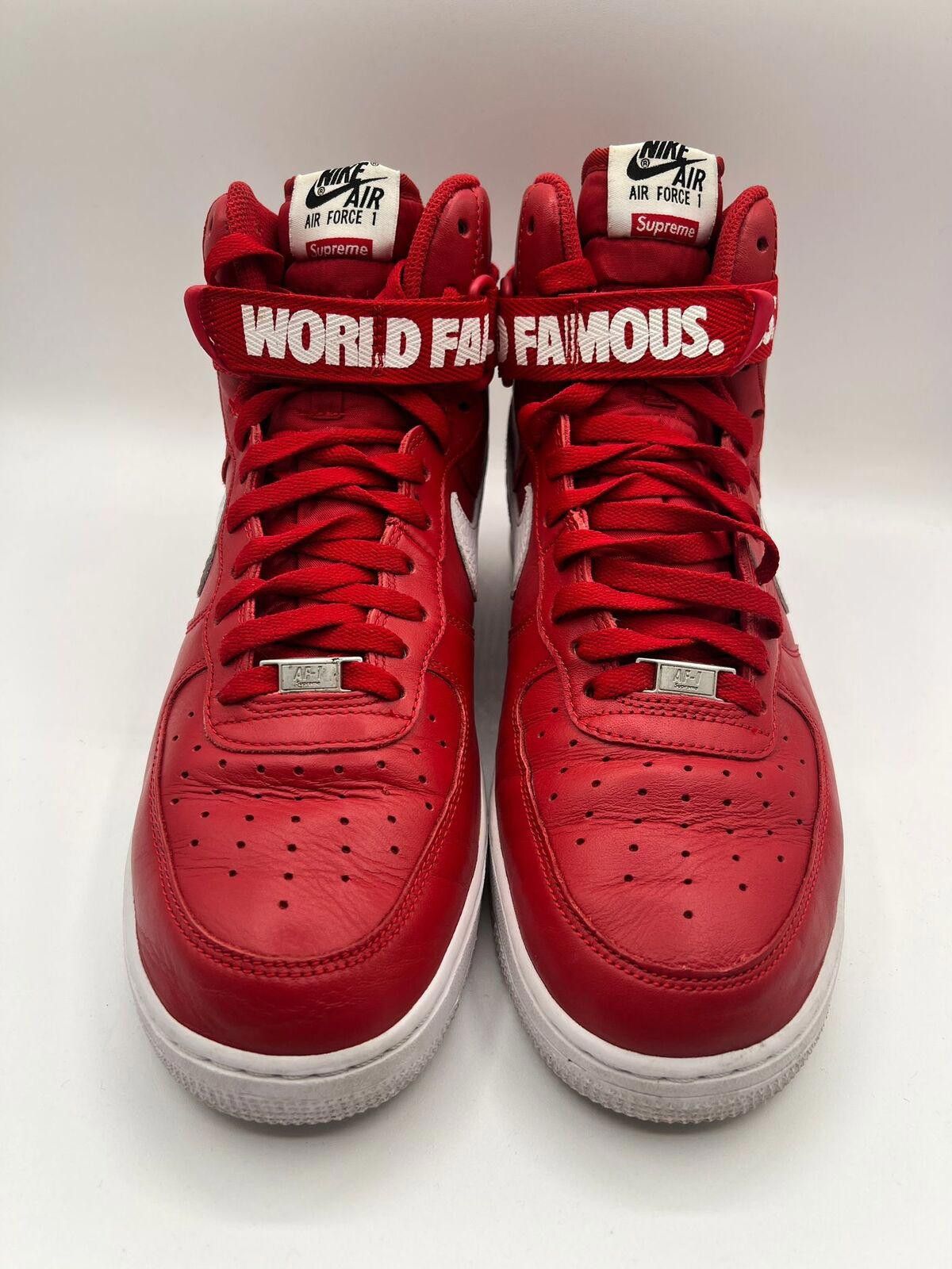 Nike Nike Air Force 1 Supreme Red Sneakers Size US 11 / EU 44 - 3 Thumbnail