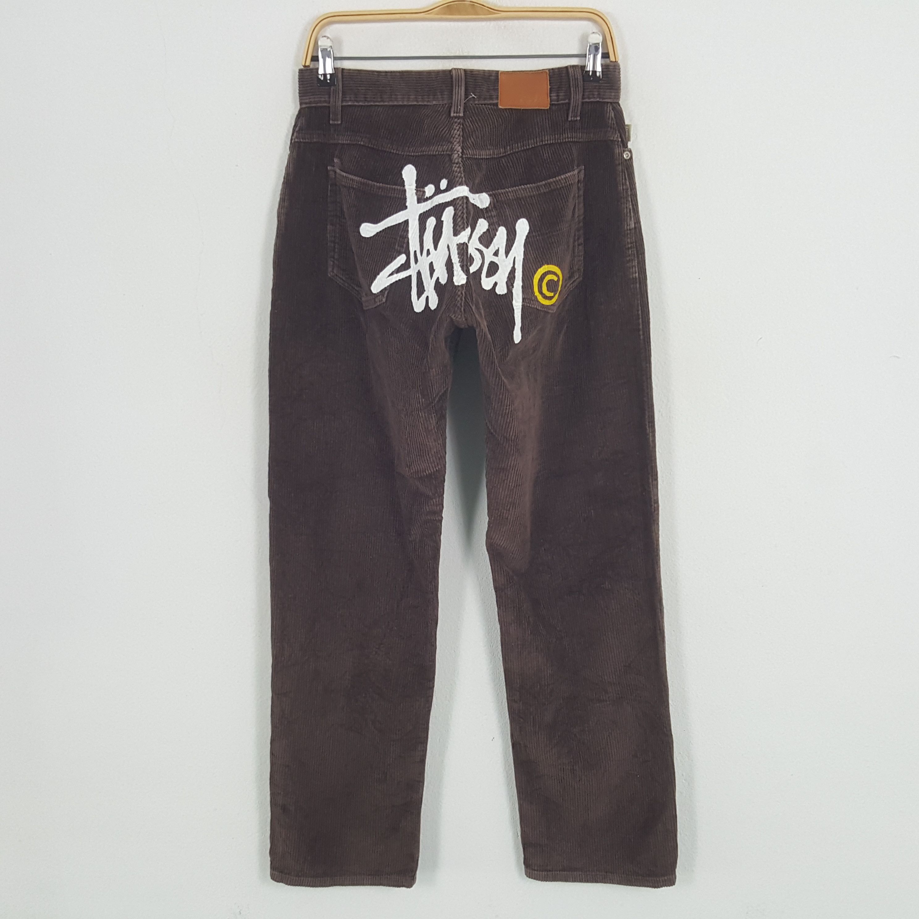 Stussy × Vintage Vintage Stussy USA Custom Big Logo Corduroy Pants Size US 27 - 1 Thumbnail