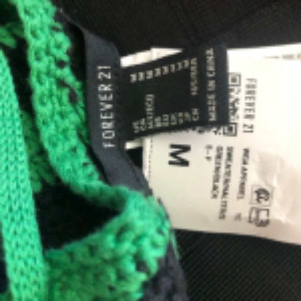 Forever 21 Chevron Knit Halter Top Crochet Striped Green/Black sz M Size M / US 6-8 / IT 42-44 - 10 Thumbnail