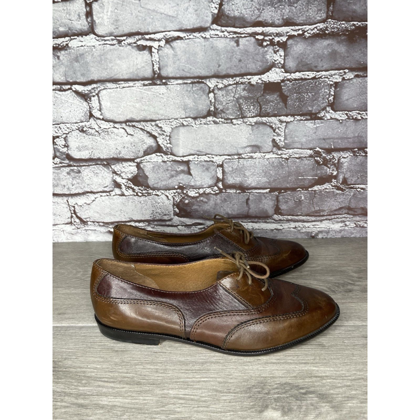 Bass G.H. Bass Tailored Brown Leather Wingtip Lace Oxfords Shoes Size US 7.5 / IT 37.5 - 19 Thumbnail