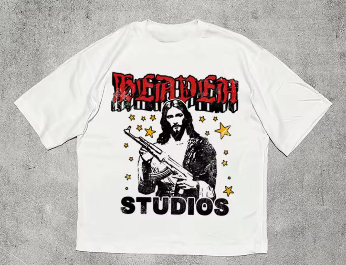 Japanese Brand Gothic 90s Streetwear War Gun Star T-Shirt Punk Graphic Tees Size US XL / EU 56 / 4 - 1 Thumbnail