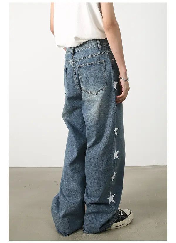 Japanese Brand Furuya x Hara Vintage star print loose straight casual jeans Size US 34 / EU 50 - 6 Thumbnail
