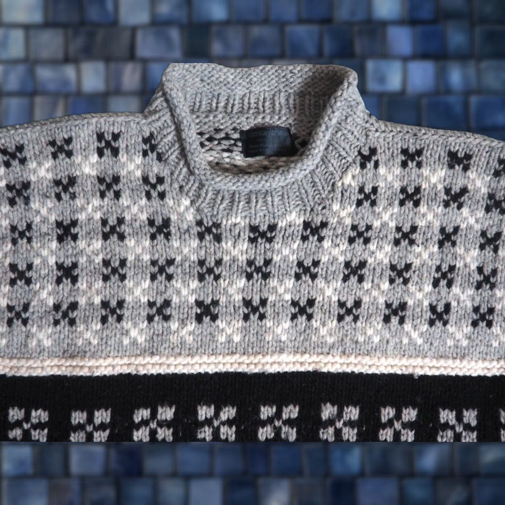 Vintage VINTAGE El Gringo Imports Sweater Pullover 100% Wool Gray Black Mens L 90s Geometric Knit Crew Neck Long Sleeve Wool Winter Fall Casual Size US L / EU 52-54 / 3 - 1 Thumbnail