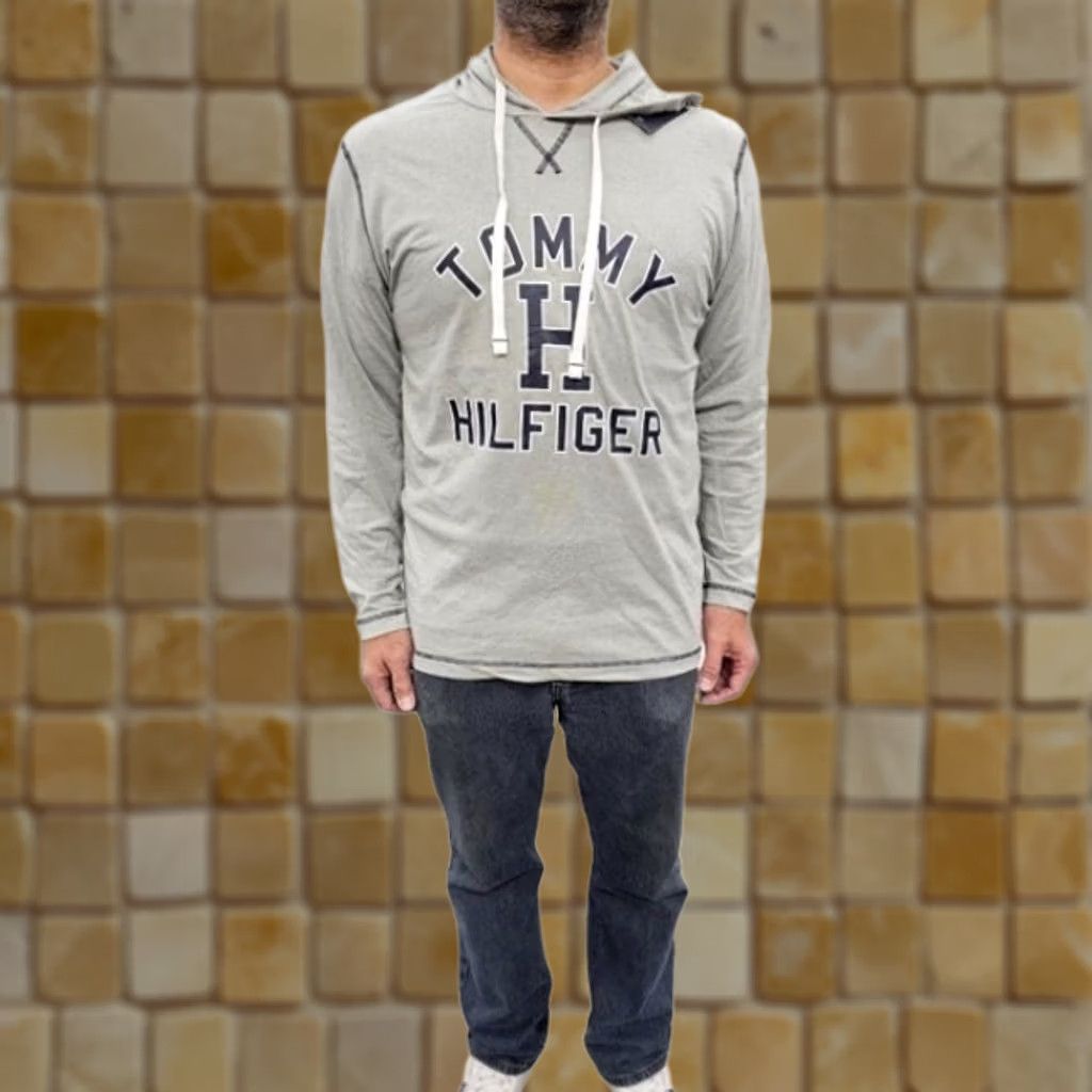 Tommy Hilfiger TOMMY HILFIGER Hoodie Shirt Long Sleeve Mens XL Gray Blue Cotton Hooded Pullover Regular Fit Winter Fall Spring Size US XL / EU 56 / 4 - 1 Preview