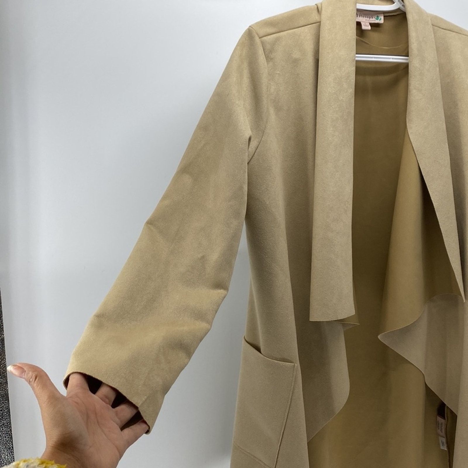 Alberta Ferretti × Other Philosophy camel faux suede waterfall longline western sz L Size L / US 10 / IT 46 - 2 Thumbnail