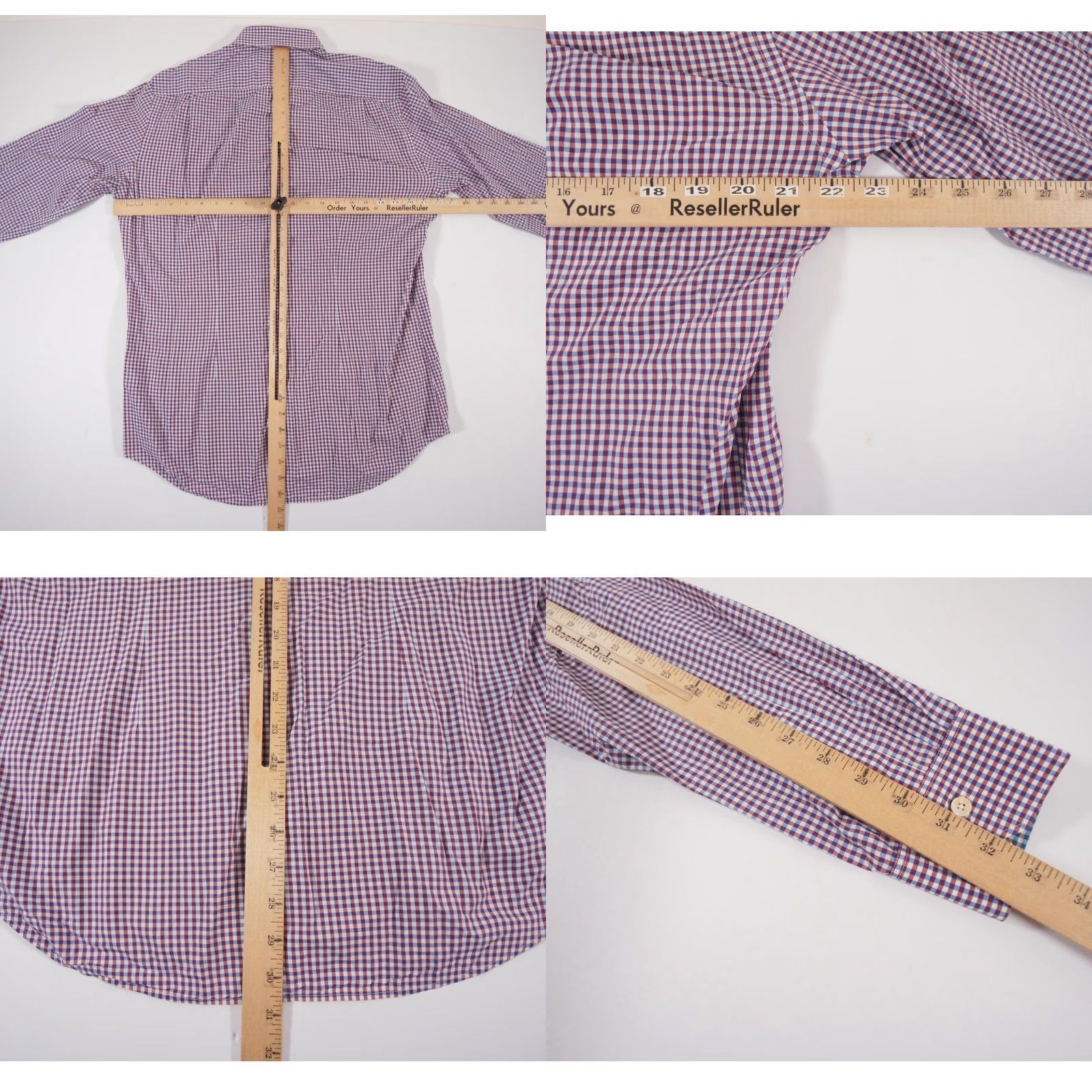Paul Smith Paul Smith Shirt Mens 15.5" Purple Button Up Long Sleeve Gingham Check Business Shirt Mens Regular L Purple Check Size US L / EU 52-54 / 3 - 8 Thumbnail