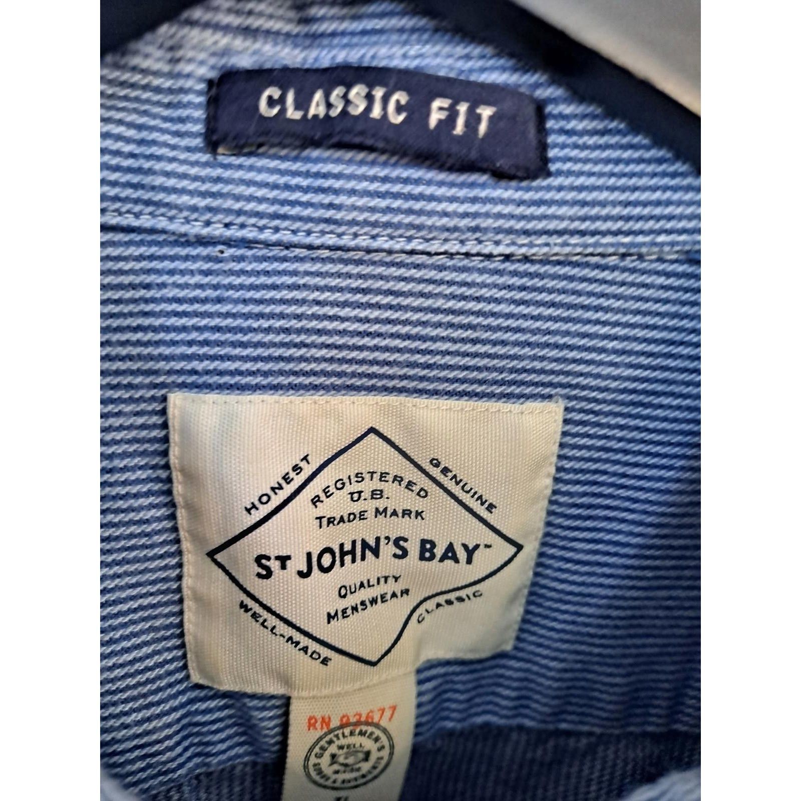 Other St John's Bay Classic Fit Blue White Striped Button Up Shirt Size US XL / EU 56 / 4 - 3 Thumbnail