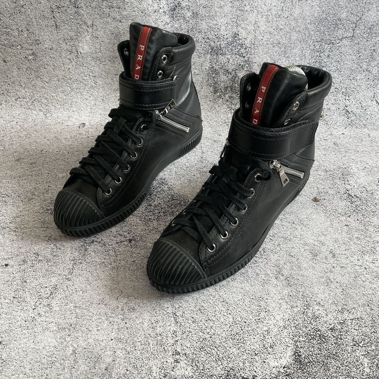 Prada Prada High Top Sneakers Double Zip Black Hi Shoes Vintage Size 37 Size US 7 / IT 37 - 11 Thumbnail