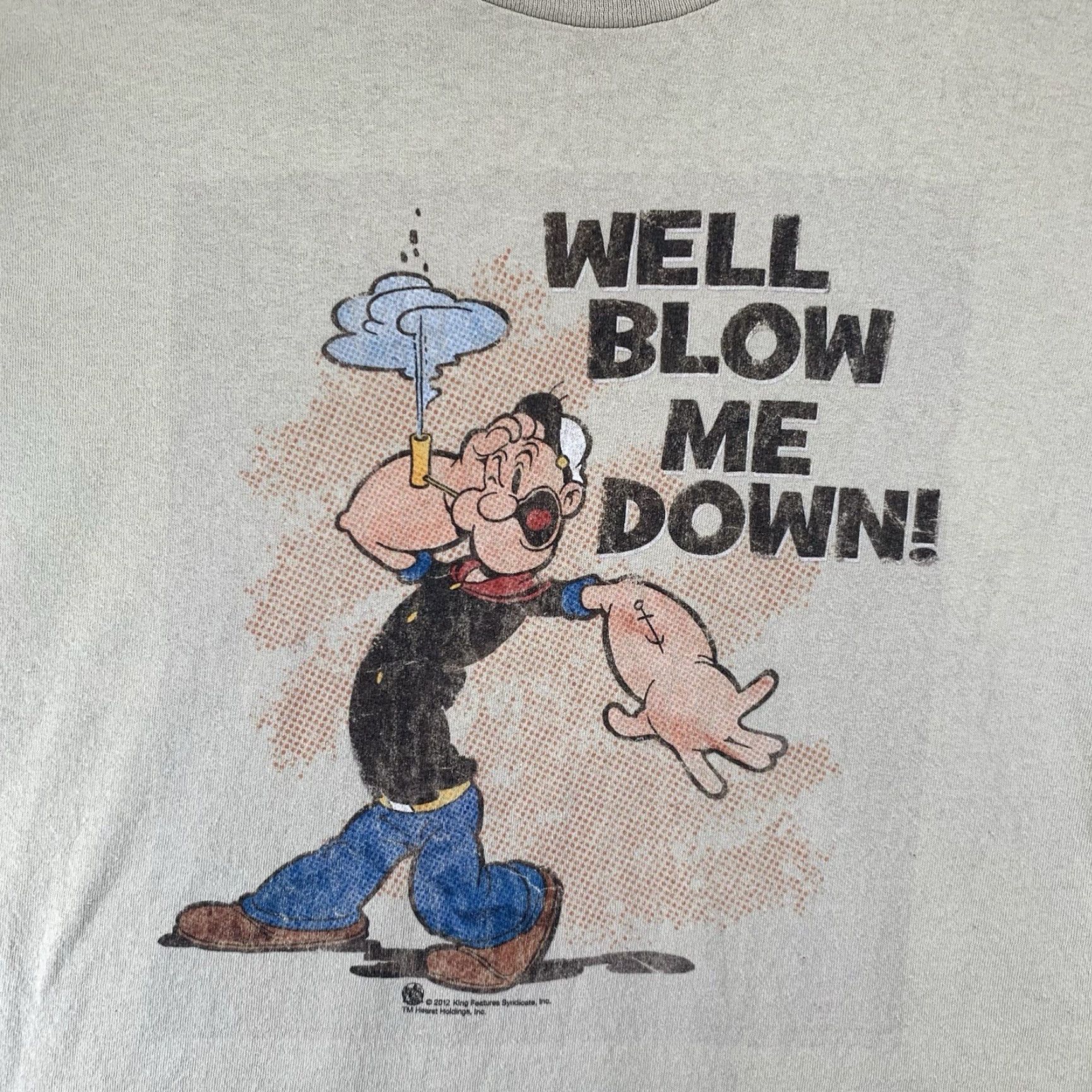 Delta Popeye Blow Me Down T-Shirt Mens XL Beige Graphic Print Comics Tee 2012 Size US XL / EU 56 / 4 - 2 Thumbnail
