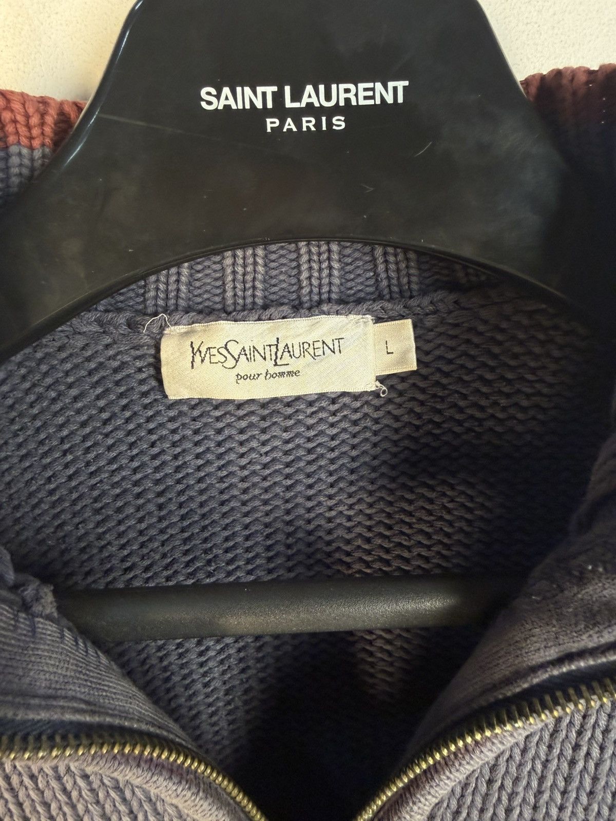 Yves Saint Laurent Heavy Turquoise YSL Sweater Zip Knit Thick Sweatshirt Size US L / EU 52-54 / 3 - 4 Thumbnail