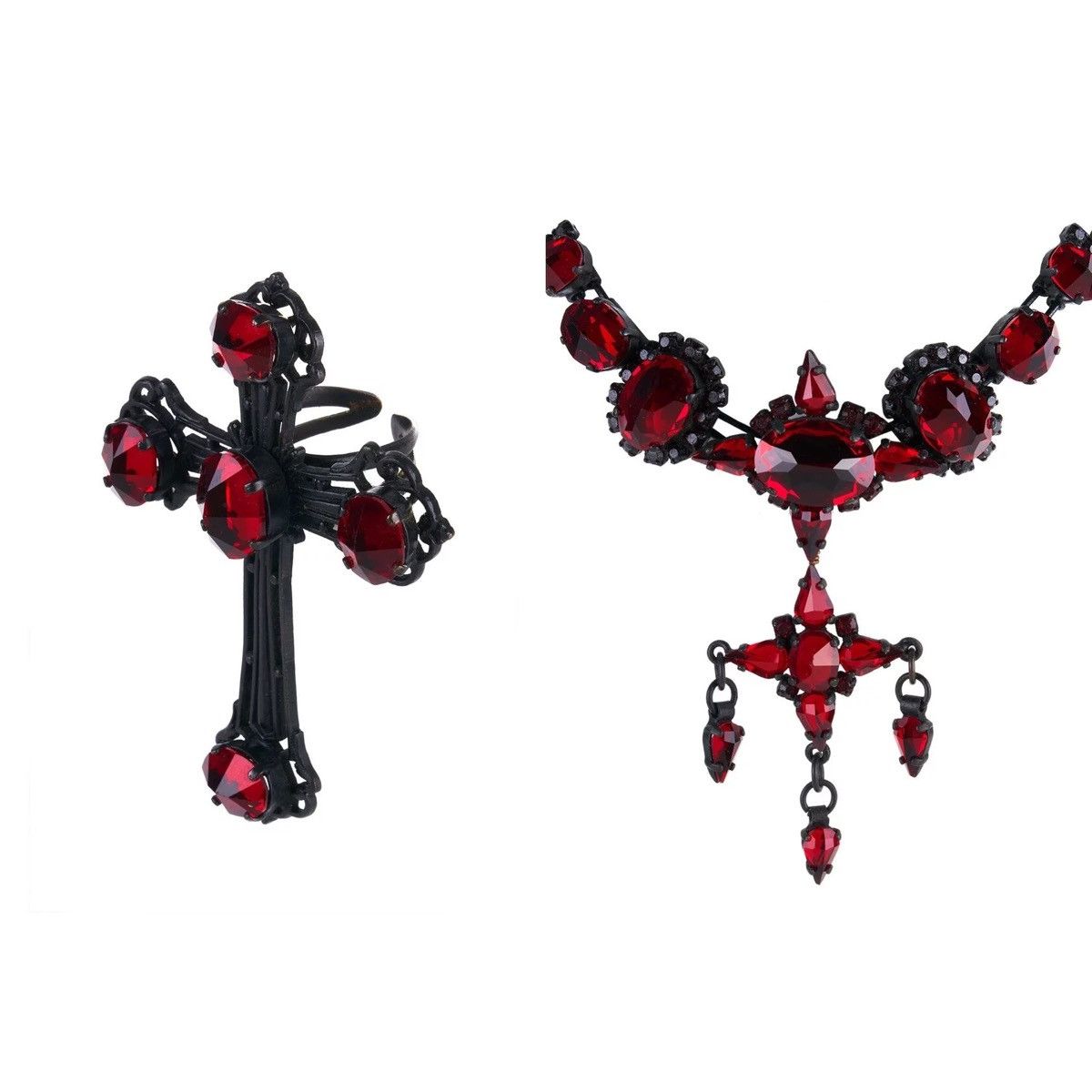 Jean Paul Gaultier Jean Paul Gaultier Fall 1998 Necklace and Cross Ring Set Size ONE SIZE - 2 Thumbnail