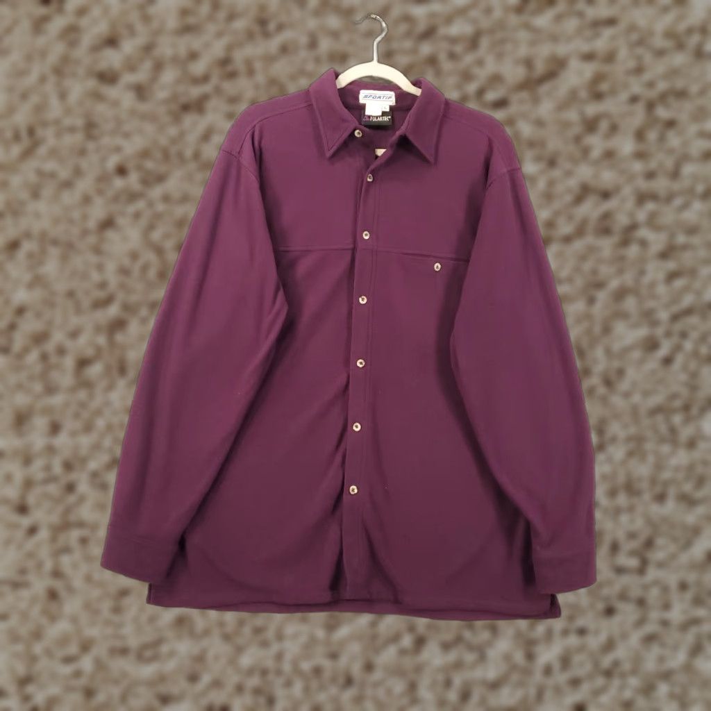 Vintage Sportif Shacket Mens Large Purple Fleece Polartec Long Sleeve Button Up Shirt Size US L / EU 52-54 / 3 - 1 Thumbnail