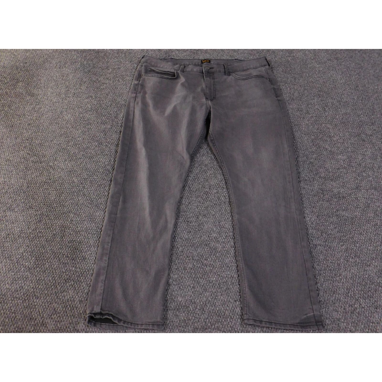 Lee Lee Jeans Mens Slim Fit Denim 40x29 Gray Zip Fly Straight Leg 5 Pocket Stretch Cadet Wash 40 in Mens Size US 40 / EU 56 - 2 Thumbnail