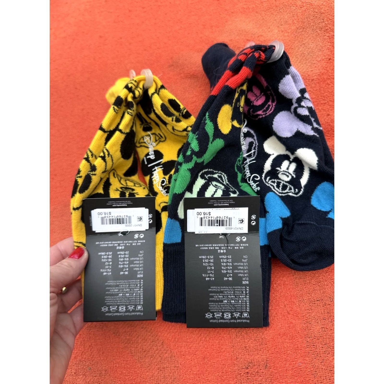 Happy Socks Disney x Happy Socks Mickey Mouse Crew Socks Lot 2 Pairs Size 41-46 NWT Size ONE SIZE - 3 Thumbnail