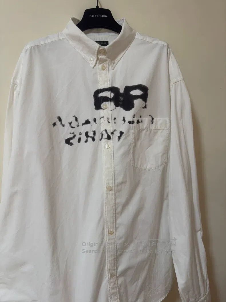 Balenciaga Balenciaga size 40 Splash-dyed white long-sleeve shirt jac Size US S / EU 44-46 / 1 - 2 Thumbnail