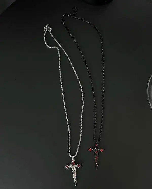 Jewelry RED Cross Pendant Necklaces, Gothic Style Size ONE SIZE - 5 Thumbnail