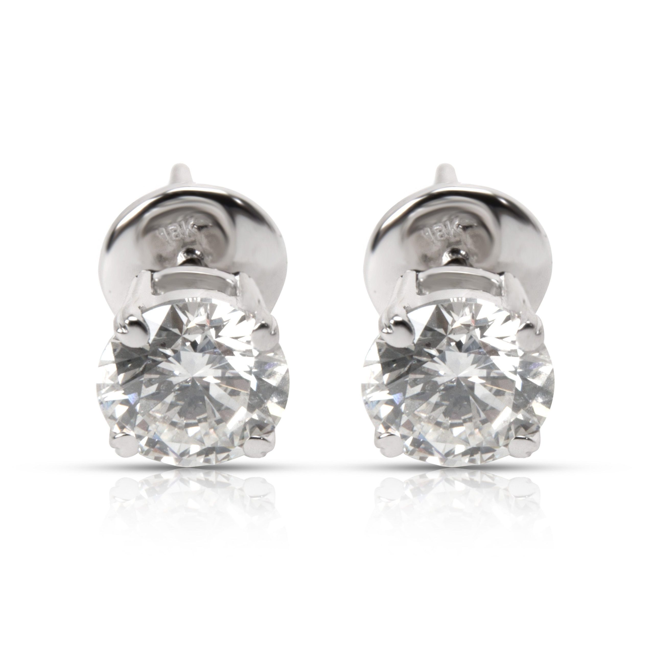 image of Igi Certified Diamond Stud Earrings In 18K White Gold (1.80 Ctw H-I/si2), Women's