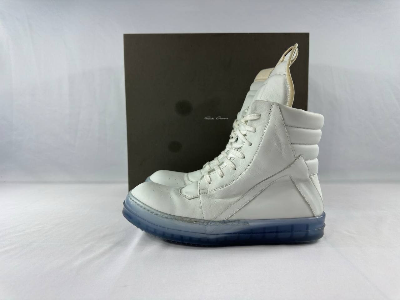 Rick Owens Rick Owens Geobasket High 'Chalk White Blue Transparent' Size US 8 / EU 41 - 9 Thumbnail