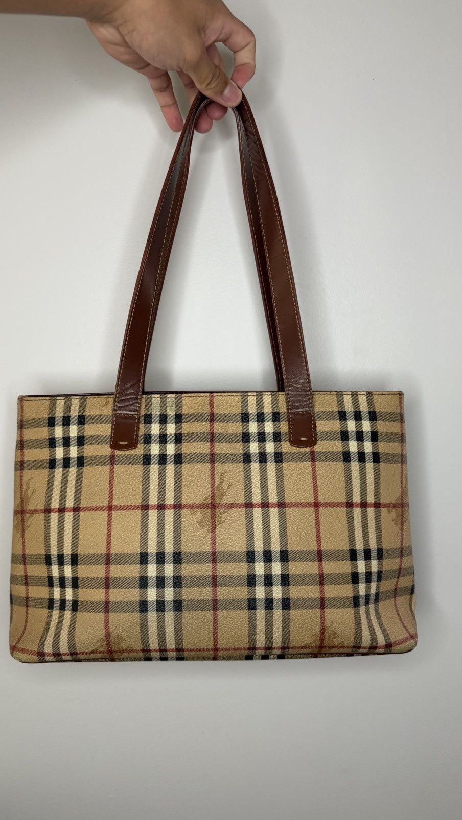 Burberry Burberry London Beige House Check Leather Haymarket Handbag Size ONE SIZE - 1 Thumbnail