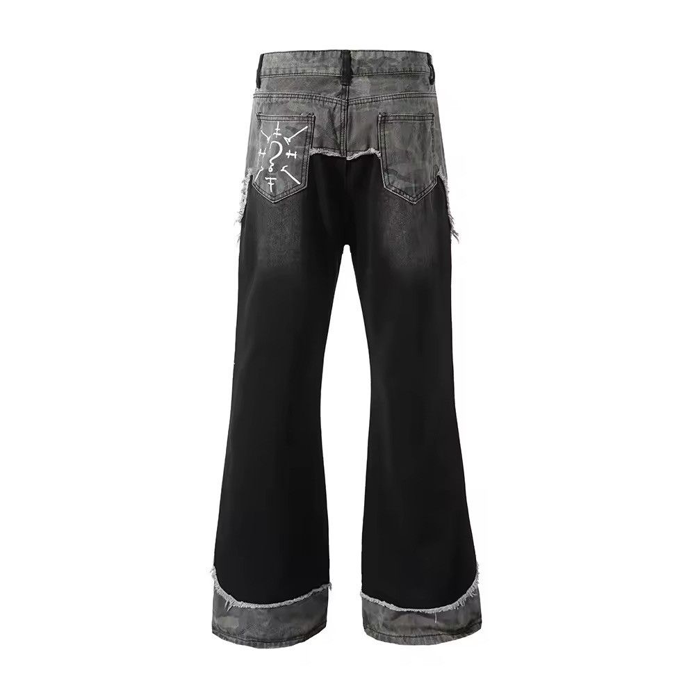 Jean Embroidery Washed Vintage Patchwork Camo Boot Cut Jeans Size US 30 / EU 46 - 6 Thumbnail