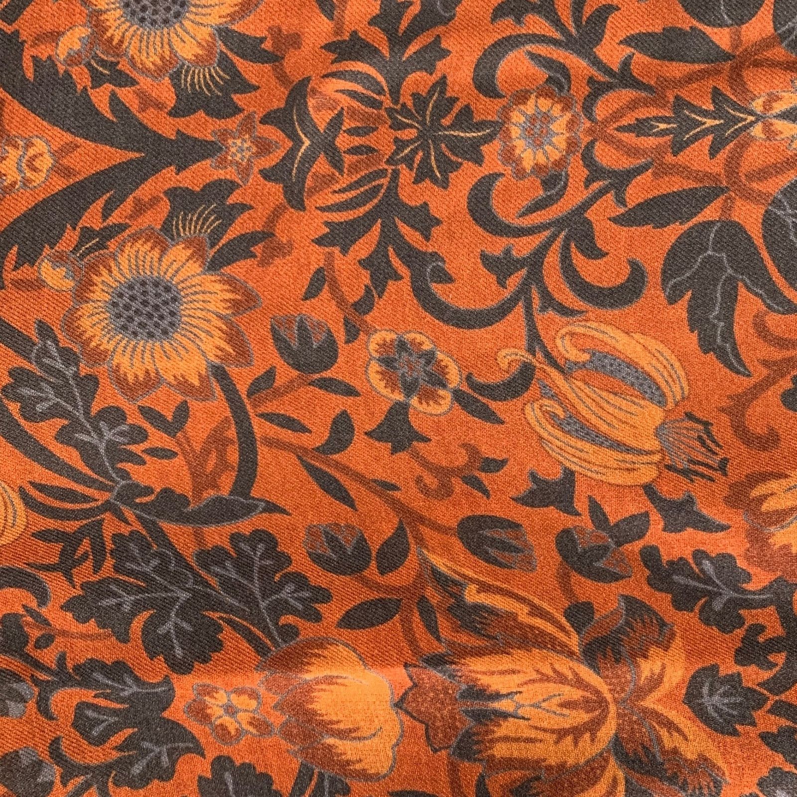 Isaia ISAIA Orange Charcoal Floral Wool Blend Scarves Size ONE SIZE - 2 Thumbnail
