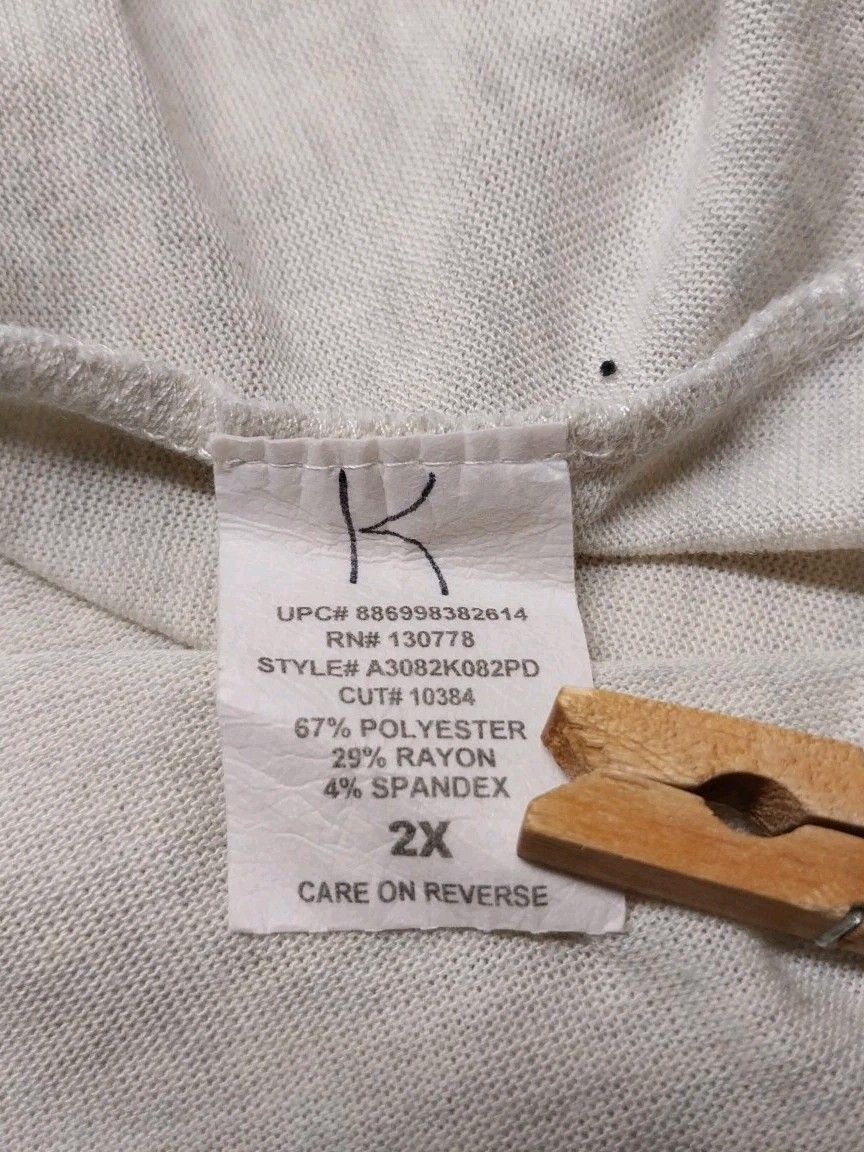 Other About A Girl Plus Women 2X Marled Cream Tunic Top 3/4 sleeve Size XXL / US 16-18 / IT 52-54 - 4 Thumbnail