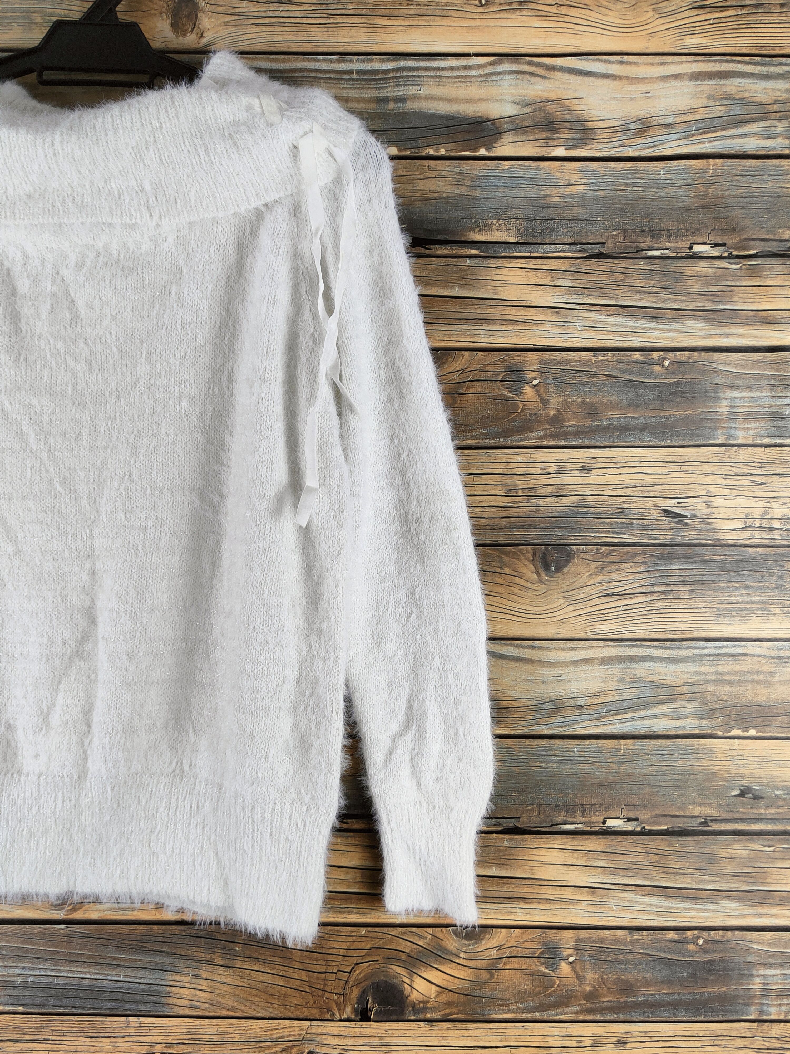 Japanese Brand DL May Pretty White Fur Mohair Knitwear #46-488 Size M / US 6-8 / IT 42-44 - 5 Thumbnail