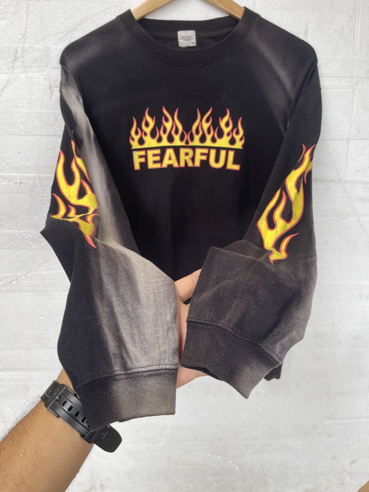 Unsound Rags Rare‼️Vintage TRASHED🔥FEARFUL🔥Flame Sun Faded Long Sleeve Tee Size US S / EU 44-46 / 1 - 4 Thumbnail