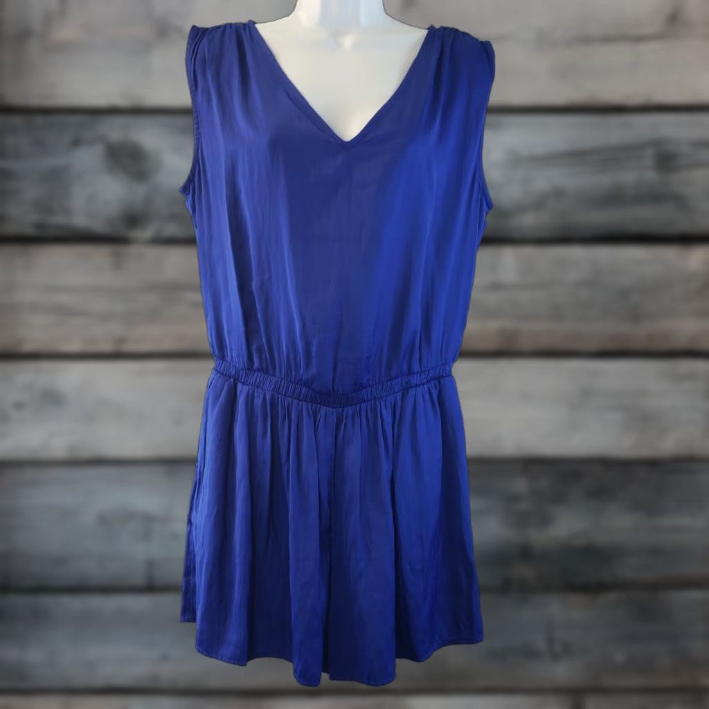 Loft LOFT Ann Taylor Womens Romper Solid Blue V-Neck Sleeveless Pockets XS? No, Size Small. Size 28" / US 6 / IT 42 - 1 Thumbnail