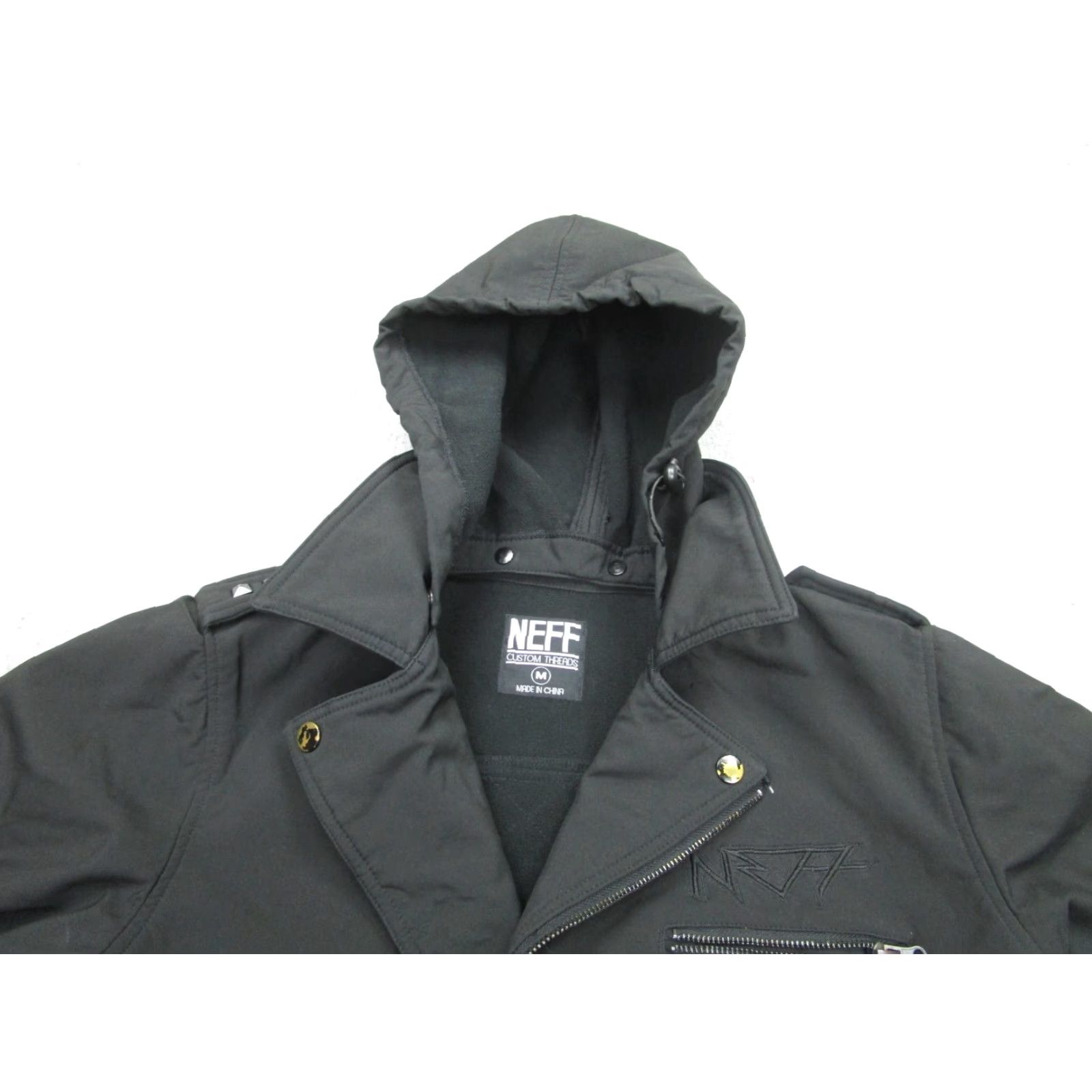 Vintage Neff Jacket Womens M Black Snowboard Removable Hood Quilted Moto Studded Coat Size M / US 6-8 / IT 42-44 - 3 Thumbnail