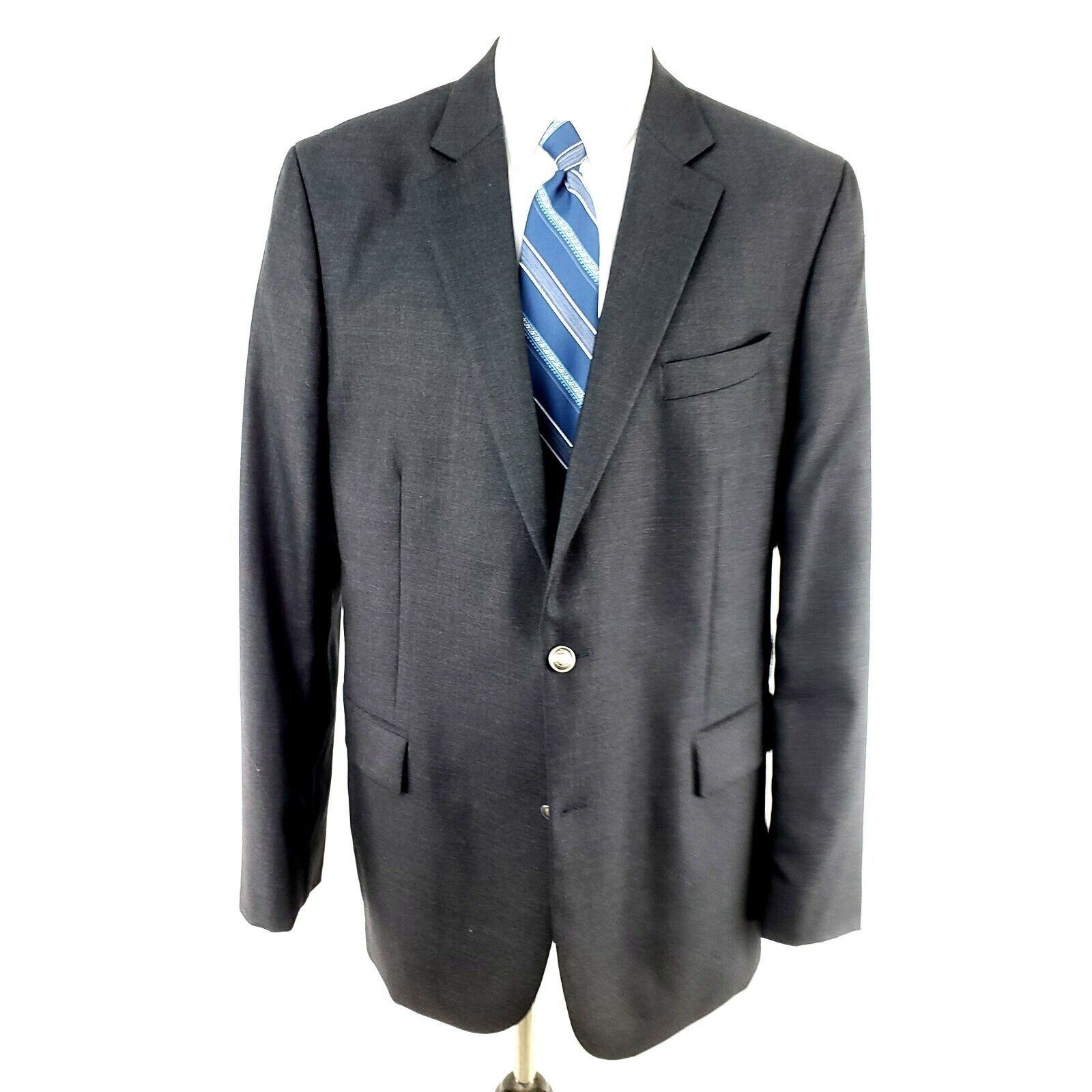 Stafford Stafford 44L 2 Silver Button Gray Wool Blazer Sport Coat Size 44L - 2 Thumbnail