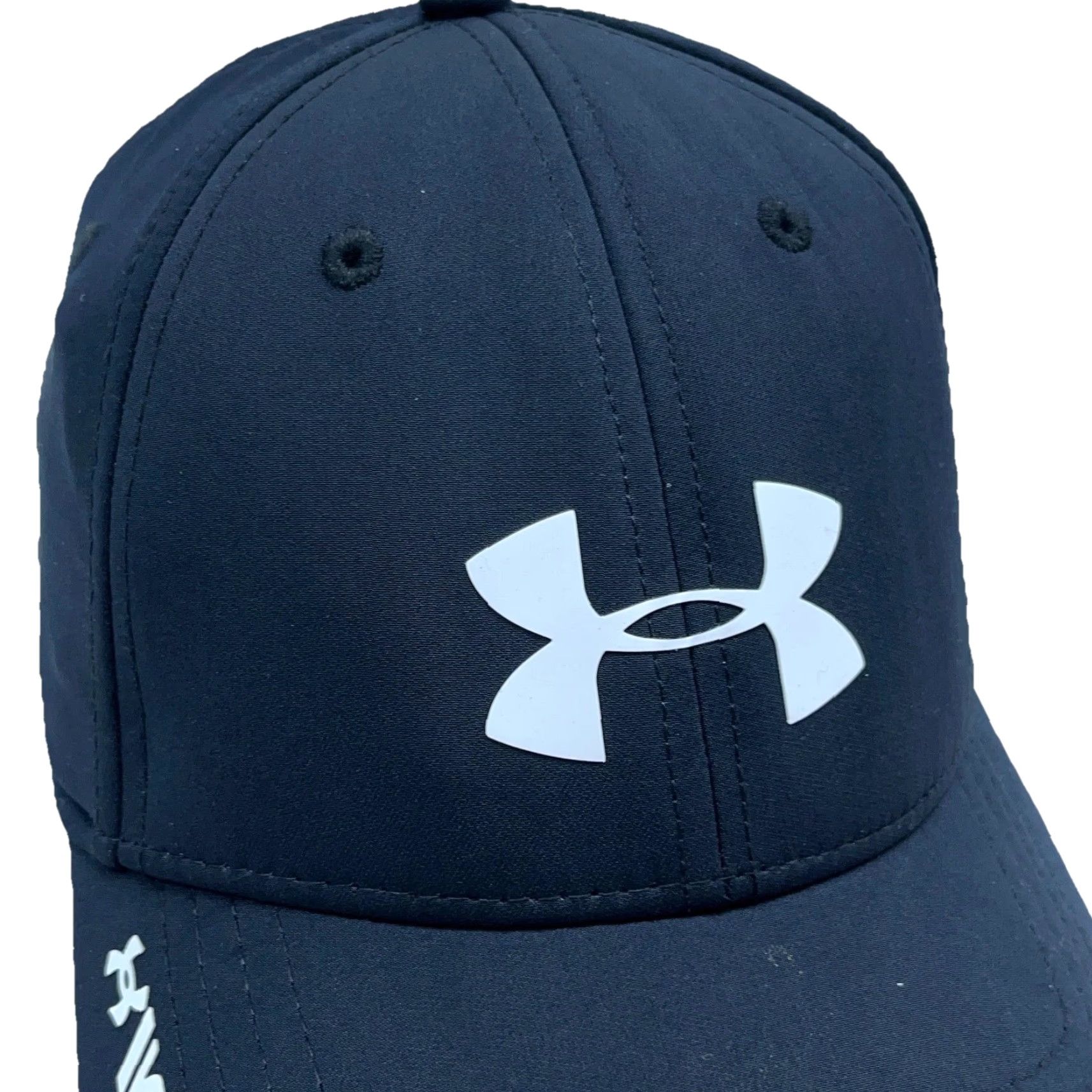 Under Armour Under Armour Hat Cap Stretch Fit XL Black White Golf Lightweight Performance Mens Size ONE SIZE - 4 Thumbnail