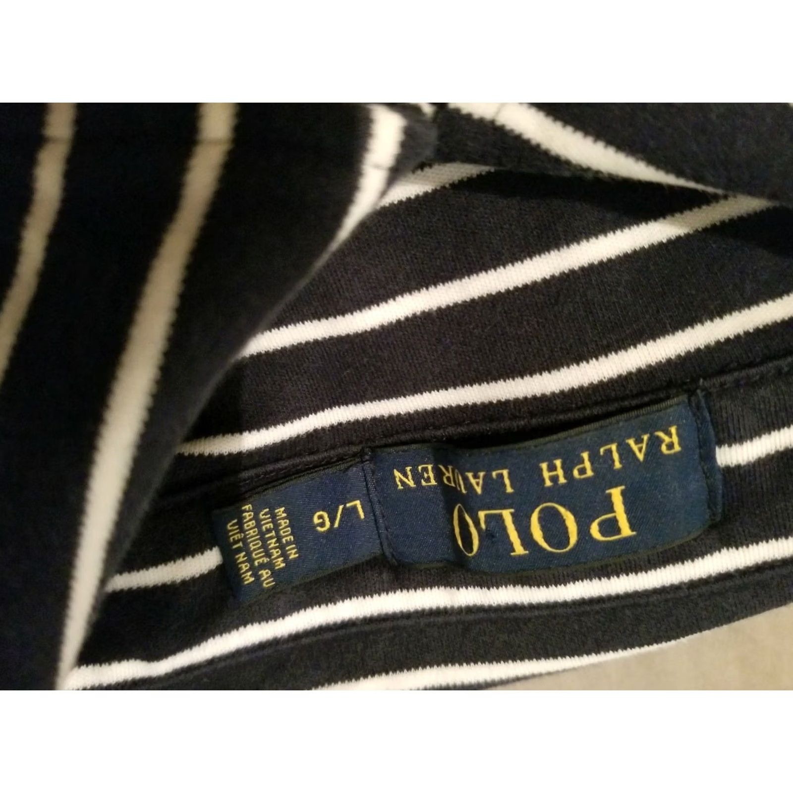 Polo Ralph Lauren Mens Polo Ralph Lauren Shirt L Large Navy Blue Stripes Cotton Size US L / EU 52-54 / 3 - 3 Thumbnail